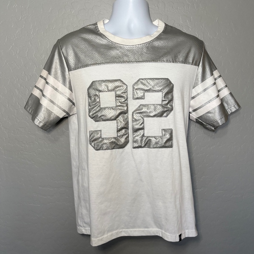 Phat Farm Y2K Vintage Silver White Number 92 Jersey T-Shirt Size Small
